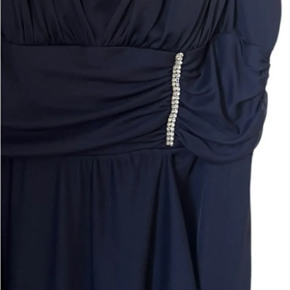 Betsy & Adam Navy Blue Full Length Chiffon Prom Bridesmaid Dress Gown sz 12